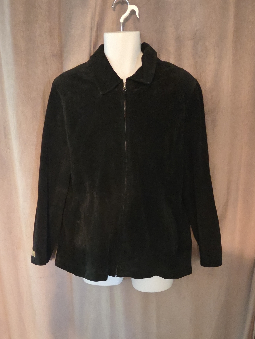 XXL (Fits Smaller) Mens Classic Black Genuine Leather Zip Jacket